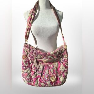 Vera Bradley Purse Tote Bag Paisley Meets Plaid Medium Size Pink Gray Purple
